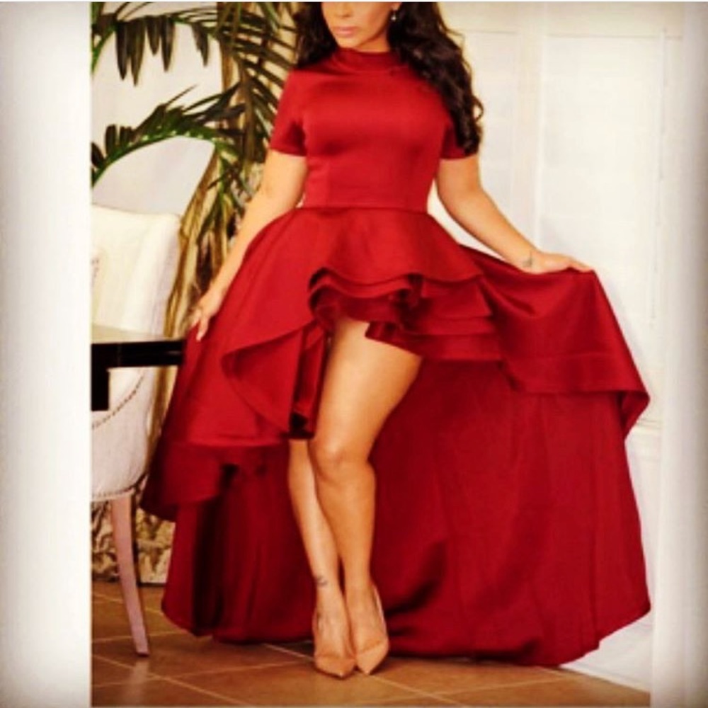 New Color ...  Red.. Hi-Low Ruffle Top